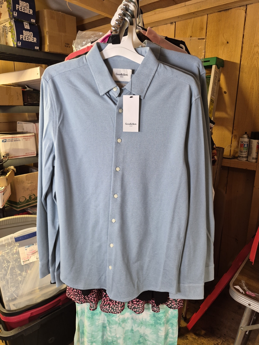Goodfellow & Co Sky Blue Long-Sleeve Button-Down Shirt Bin 54